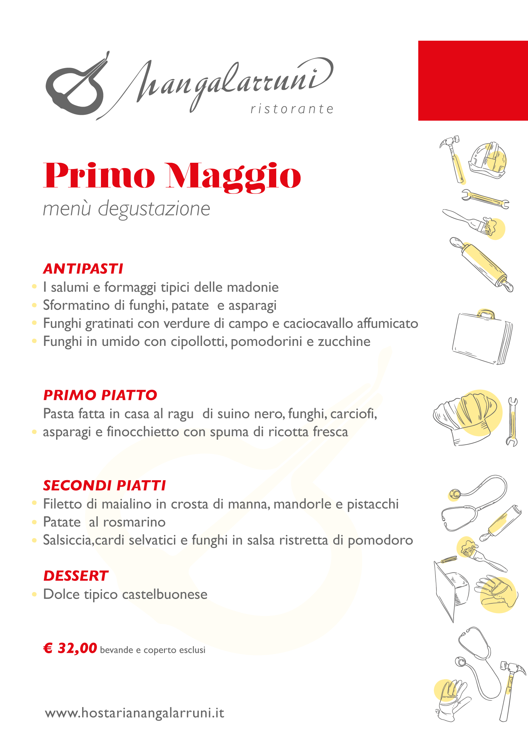 Menu degustazione 1° Maggio