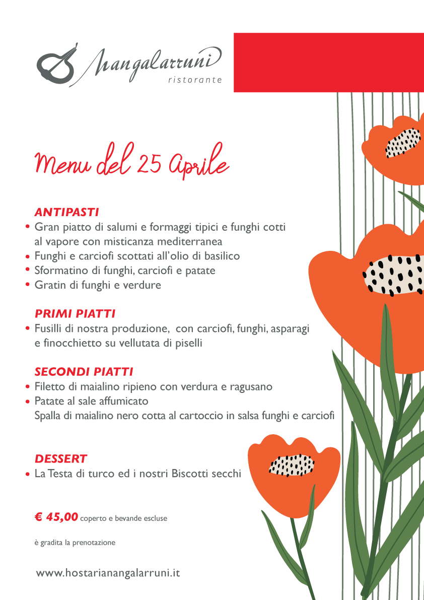 Menu del 25 Aprile 2022